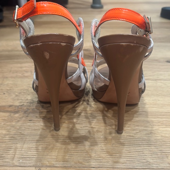 Bally Women's Vibrant Orange and White Heels - Picture 3 of 9
